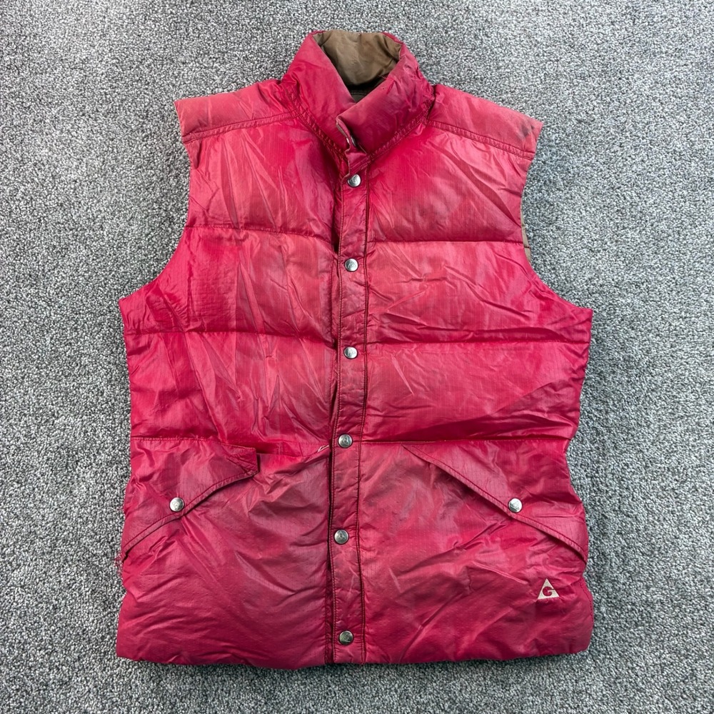 Vintage 70s Gerry Puffer Vest Mens Large Red Nylon Ripstop Down Fill Reversible